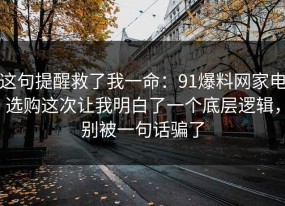 这句提醒救了我一命：91爆料网家电选购这次让我明白了一个底层逻辑，别被一句话骗了