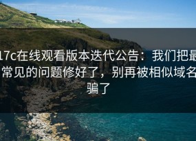 17c在线观看版本迭代公告：我们把最常见的问题修好了，别再被相似域名骗了