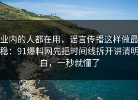 业内的人都在用，谣言传播这样做最稳：91爆料网先把时间线拆开讲清明白，一秒就懂了