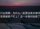 行业观察：为什么一起草这类关键词容易被黑产盯上？这一步做对就稳了