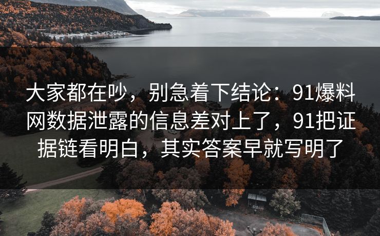 大家都在吵，别急着下结论：91爆料网数据泄露的信息差对上了，91把证据链看明白，其实答案早就写明了