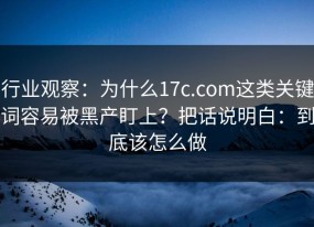 行业观察：为什么17c.com这类关键词容易被黑产盯上？把话说明白：到底该怎么做
