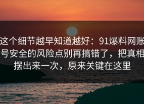 这个细节越早知道越好：91爆料网账号安全的风险点别再搞错了，把真相摆出来一次，原来关键在这里