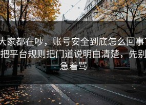 大家都在吵，账号安全到底怎么回事？把平台规则把门道说明白清楚，先别急着骂