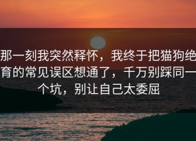 那一刻我突然释怀，我终于把猫狗绝育的常见误区想通了，千万别踩同一个坑，别让自己太委屈