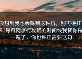 没想到我也会踩到这种坑，别再硬扛：91爆料网旅行攻略的时间线我替你捋一遍了，你也许正需要这句