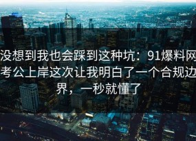 没想到我也会踩到这种坑：91爆料网考公上岸这次让我明白了一个合规边界，一秒就懂了