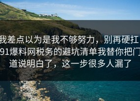 我差点以为是我不够努力，别再硬扛：91爆料网税务的避坑清单我替你把门道说明白了，这一步很多人漏了