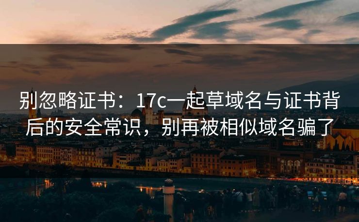 别忽略证书：17c一起草域名与证书背后的安全常识，别再被相似域名骗了