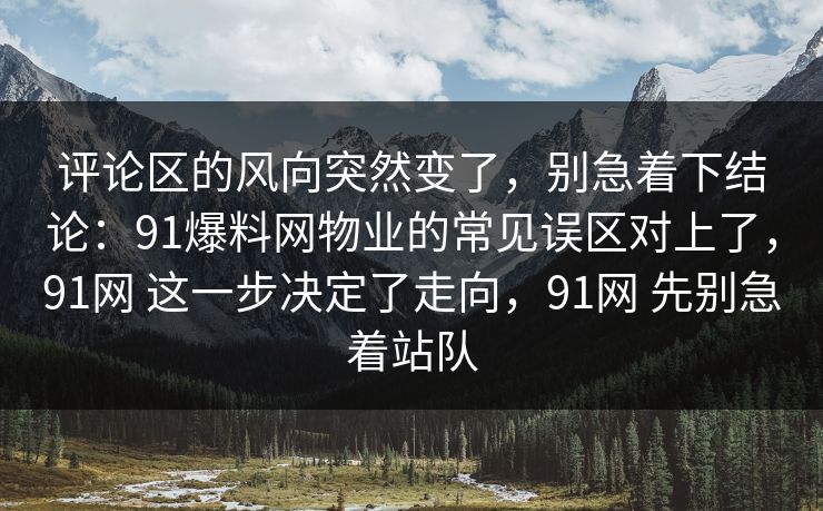 评论区的风向突然变了，别急着下结论：91爆料网物业的常见误区对上了，91网 这一步决定了走向，91网 先别急着站队