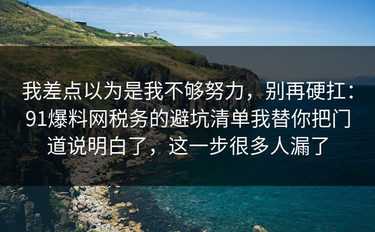 我差点以为是我不够努力，别再硬扛：91爆料网税务的避坑清单我替你把门道说明白了，这一步很多人漏了