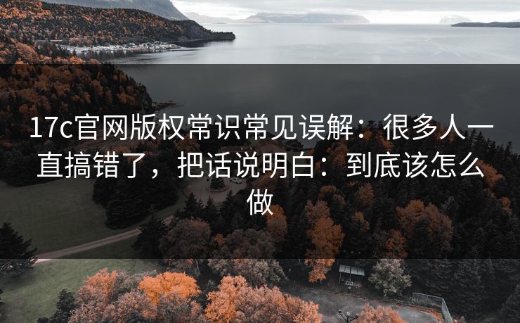 17c官网版权常识常见误解：很多人一直搞错了，把话说明白：到底该怎么做