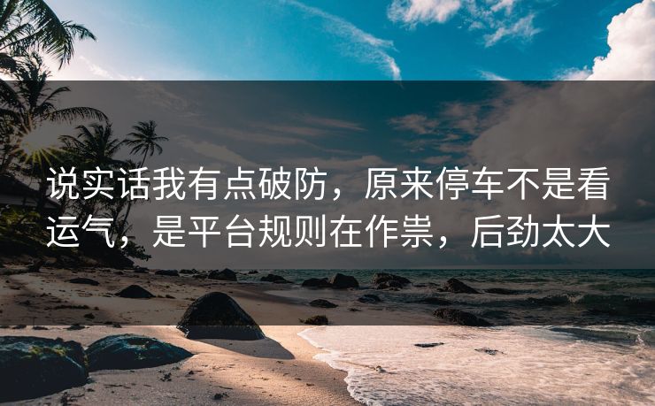 说实话我有点破防，原来停车不是看运气，是平台规则在作祟，后劲太大
