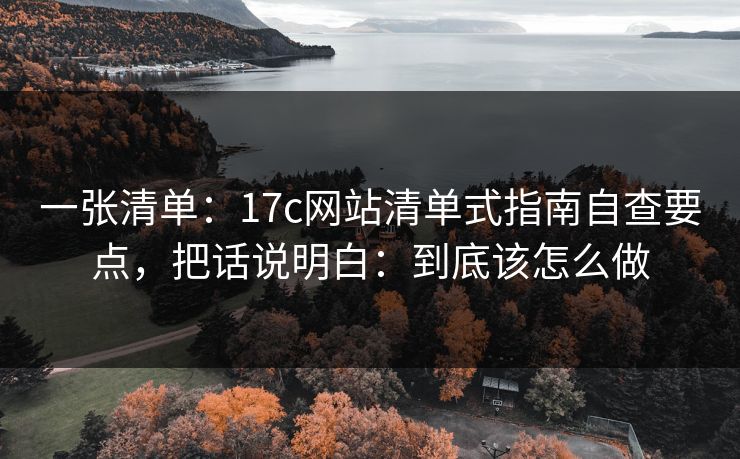 一张清单：17c网站清单式指南自查要点，把话说明白：到底该怎么做