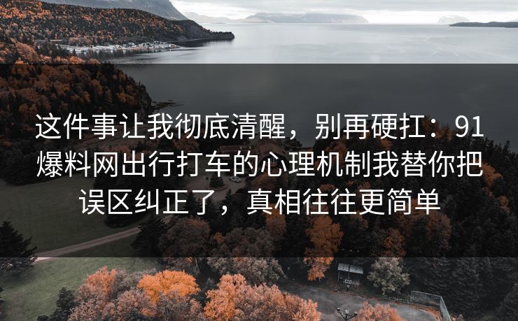 这件事让我彻底清醒，别再硬扛：91爆料网出行打车的心理机制我替你把误区纠正了，真相往往更简单