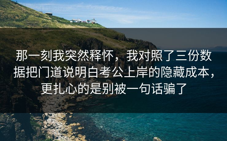 那一刻我突然释怀，我对照了三份数据把门道说明白考公上岸的隐藏成本，更扎心的是别被一句话骗了