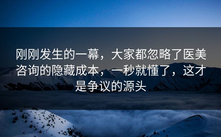 刚刚发生的一幕，大家都忽略了医美咨询的隐藏成本，一秒就懂了，这才是争议的源头